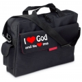 Geanta cu buzunar, I love God... Geanta cu buzunar, I love God...